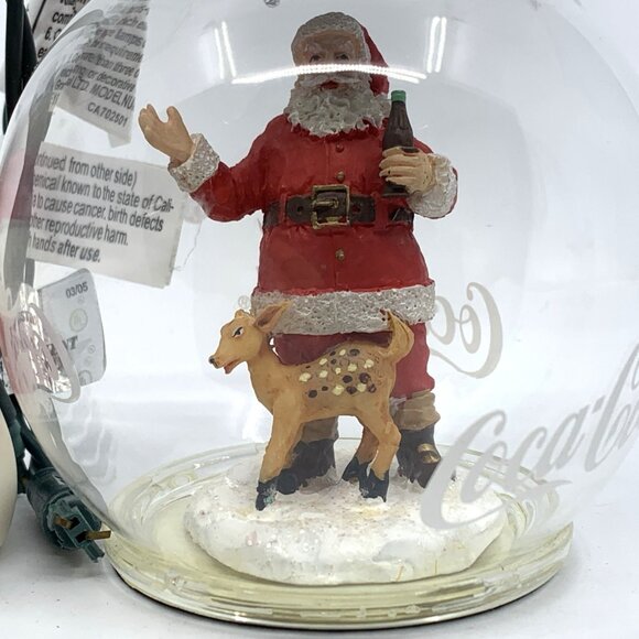2 Coca-Cola Christmas Lighted Ornaments Santa w/Fawn & Snow Man Vintage Radiance - Picture 3 of 10